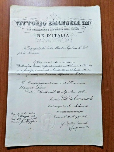Roma 1906 decreto promozione - 1906,
