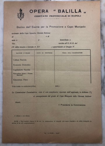 Rarissimo documento fascismo - documento,